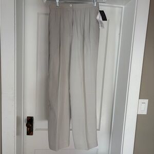 NWT Josephine Chaus 100% Silk Pleated Trousers Dove 4